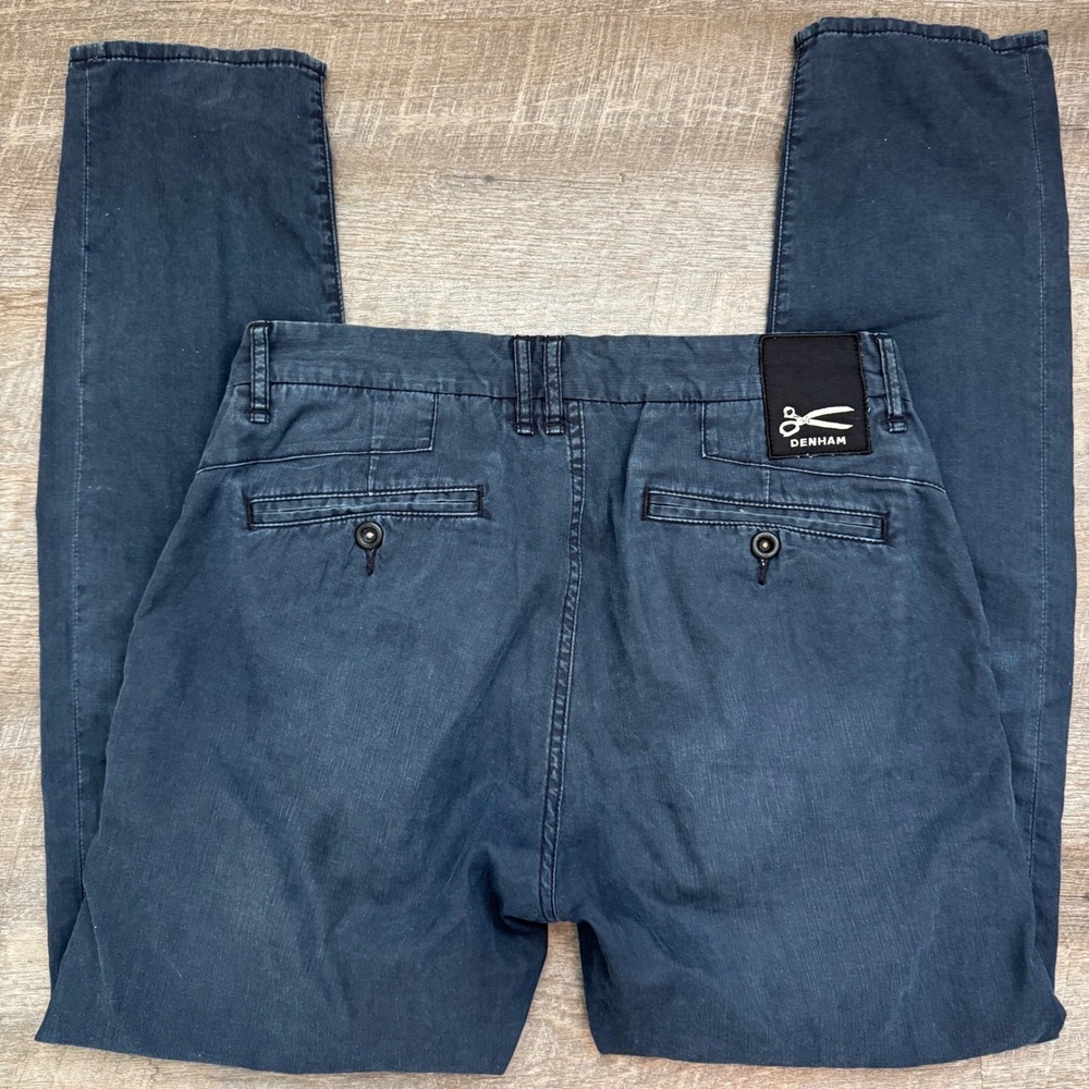 Denham Patrol Regular Fit Chino Pants Size 32 Navy Blue Cotton Scissor Logo
